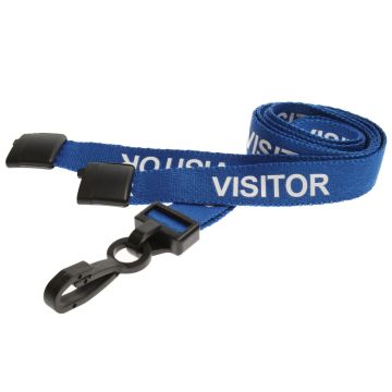 15mm rPET Visitor Lanyards Plastic J-Clip - Pack 100 / blau