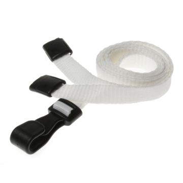 10mm rPET Lanyards With Plastic J-Clip - Pack of 100 / white